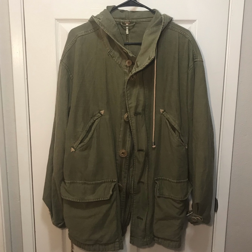 Army Green Free People Loose Fitting Jacket Sz M